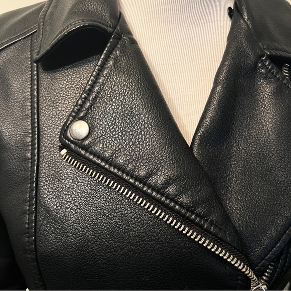 TOPSHOP FAUX LEATHER BIKER JACKET - Sz 4 - Picture 6 of 9